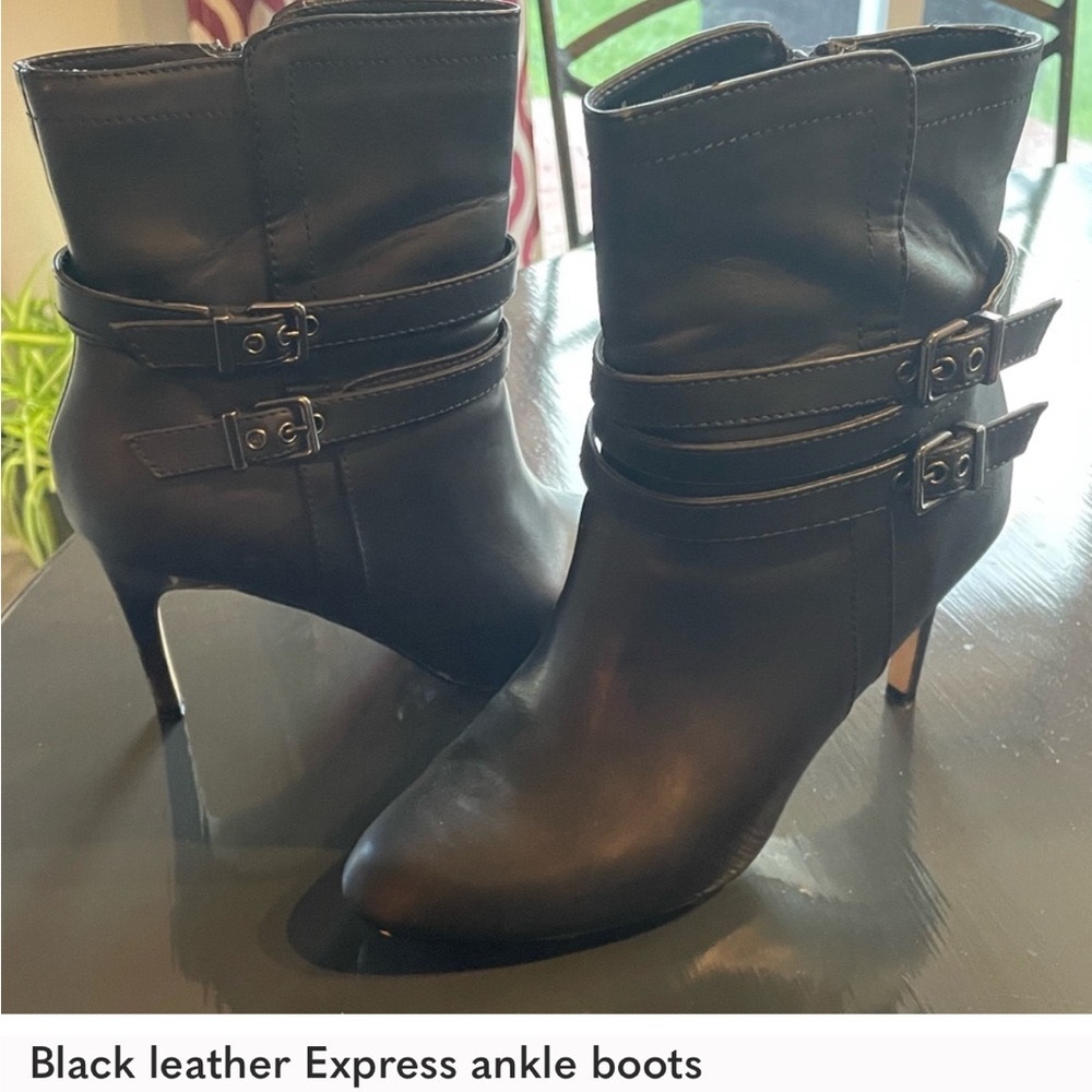 Express Double-Buckle Black Ankle Booties